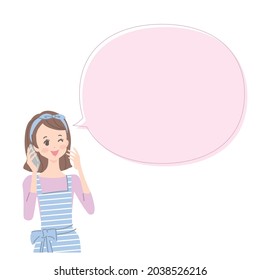 Callout with a woman calling on her smartphone