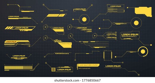 Callouts texts, titles. Title call out labels callout marketing technology boxes lower third bars, business categories layout vector isolated. Digital data visualization. Digital modern communication