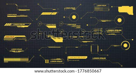 Callouts texts, titles. Title call out labels callout marketing technology boxes lower third bars, business categories layout vector isolated. Digital data visualization. Digital modern communication