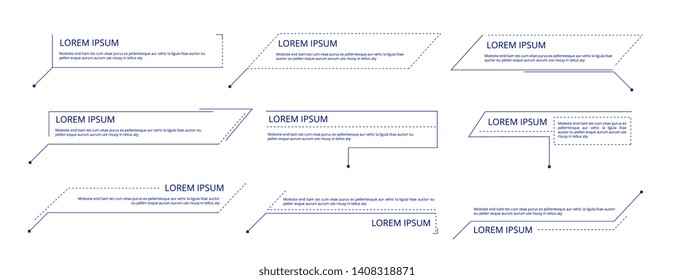 Callouts. Title text labels technology callout marketing titles boxes lower third bars business categories layout vector isolated set