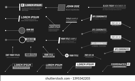 Callouts titles. Callout bar labels, information call box bars and modern digital info boxes layout templates vector illustration set