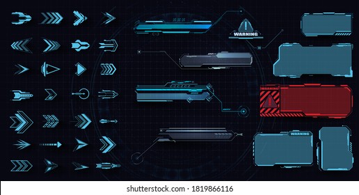 Kallouts Titel. Callout Bar Labels, Information Call Box Bars und moderne digitale Infos. Tech digitale Infoboxen hud Templates. Futuristische Werbekommunikation. Futuristische Pfeile und Rahmen