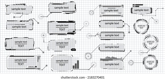 Callouts titles. Callout bar labels, information call box bars, modern digital info. Tech digital info boxes hud templates. Square cyber boxes copy space, dashboard. Circle, rectangular shape borders