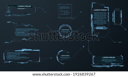 Callouts titles. Callout bar labels, information call box bars and modern digital info. Tech digital info boxes hud templates. Futuristic set advertising communication. Vector illustration