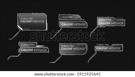 Callouts titles in HUD style. Interface elements, UI, GUI. Info boxes hud templates vector.