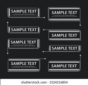 Callouts titles in HUD style. Layout element for web, brochure, presentation or infographics. HUD Futuristic Elements Set With Call Outs Communication And Arrow Bars Include.