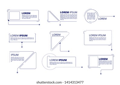 Callouts titles. Text labels technology callout marketing title boxes lower third bars vector isolated set