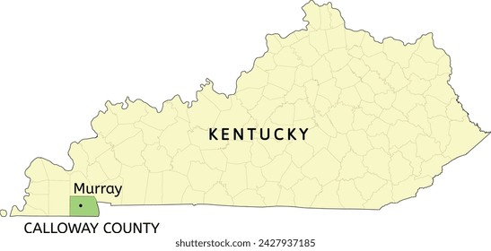 Calloway County and city of Murray location on Kentucky state map