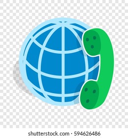 Calls around world isometric icon 3d on a transparent background vector illustration