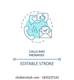 Calls and messages concept icon. Device capability idea thin line illustration. Voice recognition. Short messages dictating. Default replies. Vector isolated outline RGB color drawing. Editable stroke