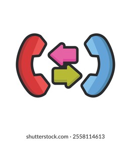 calls sign with outline in flat vector design.
