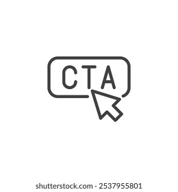 Chamada para ação Ícone da linha do botão. sinal de estilo linear para conceito móvel e web design. Ícone do vetor de contorno do botão CTA. Símbolo, ilustração de logotipo. Gráficos vetoriais
