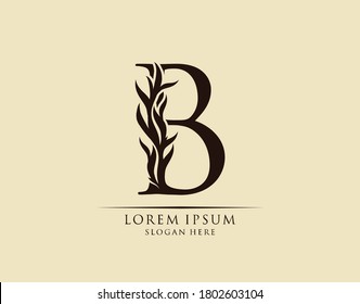 Callygraphy B Letter. Graceful royal style. Calligraphic arts logo. Vintage drawn emblem for book design, brand name, stamp, Restaurant, Boutique, Hotel.  