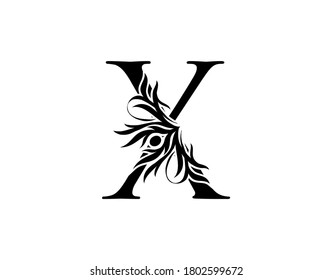 Callygraphy letter X. Graceful royal style. Calligraphic arts logo. Vintage drawn emblem for book design, brand name, stamp, Restaurant, Boutique, Hotel.  