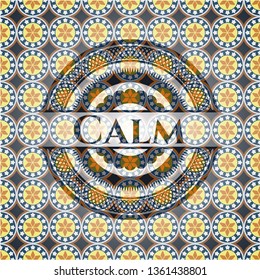 Calm arabic badge background. Arabesque decoration.