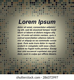 Calm background of uniformly declining to the center points. Circles of different sizes around the perimeter. Colored frame for text, logo or slogan.