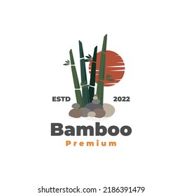 Calm Bamboo Landscape Element  on Spa Vector Illustration