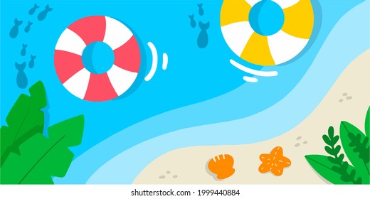Calm Beach Coast Simple Doodle Ilustración Vector Exclusivo