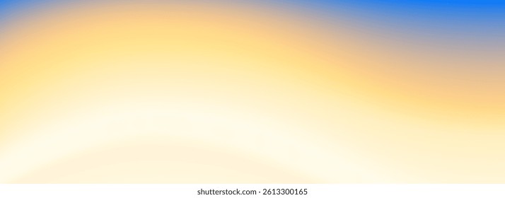 Calm beach gradient background. Abstract ocean coast concept. Smooth wavy seaside line backdrop. Blurred pastel light blue and yellow wave wallpaper. Soft summer shore banner template. Vector