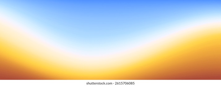 Calm beach gradient background. Abstract ocean coast concept. Smooth wavy seaside backdrop. Blurred pastel light purple and yellow wave wallpaper. Soft summer shore gradient banner. Vector