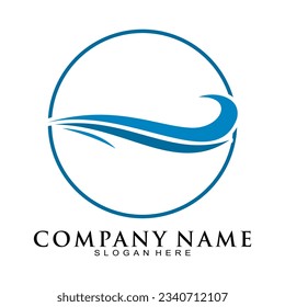 Calm beach waves illustration vector logo