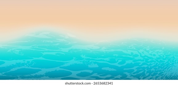 Uma cena calma e bela vista para o mar com um fundo azul claro e laranja claro do céu, mostrando a atmosfera do nascer ou pôr do sol.