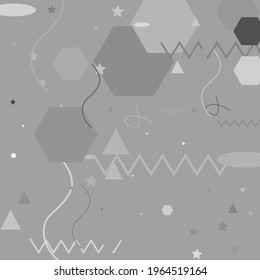 Calm Black Modern Hipster Style Background. White Gray Calm Vector Design Pic. Gray Shadows Monochorome Modern Art Pattern. White Pastel Black Digital Grey Geometrical Modern Design.