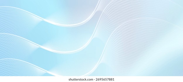 Calm Blue Abstract Wave Background With Soft Light And Flowing Curves