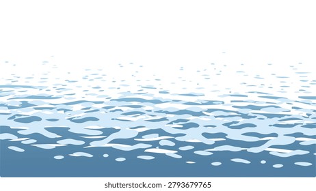 Calm blue sea water surface horizon fading into white background vector illustration