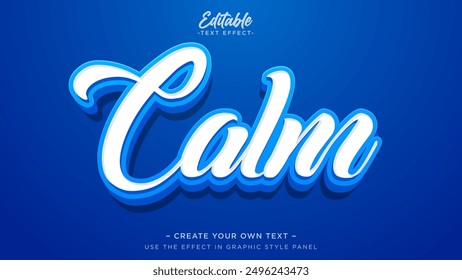 Calm blue text effect. Editable text effect for banner or poster headline