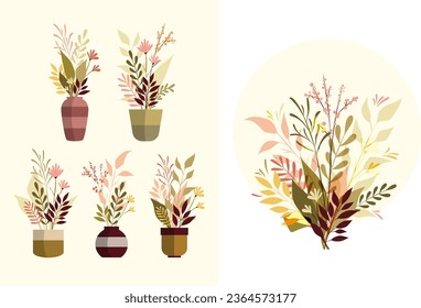 Calm Botanical Illustration set, spring, aesthetic and vintage vibes. calming energy