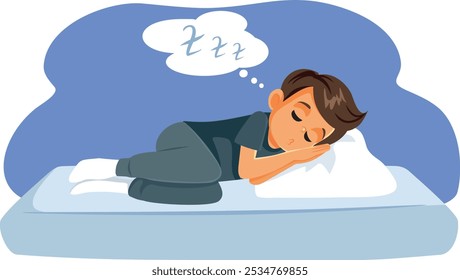 
Calm Boy Napping on the Couch Vector Cartoon Illustration. Sleepy little child having to rest in the afternoon
