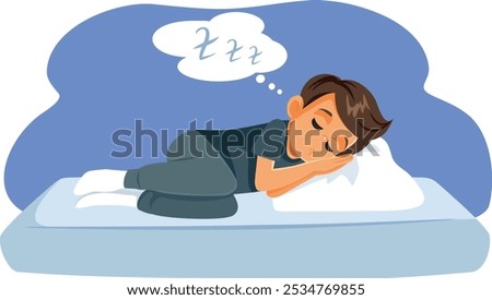 
Calm Boy Napping on the Couch Vector Cartoon Illustration. Sleepy little child having to rest in the afternoon
