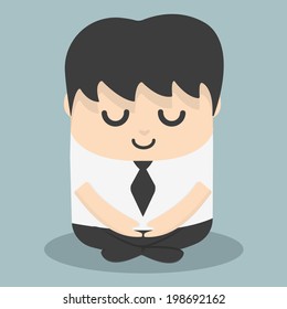 Calm businessman meditating