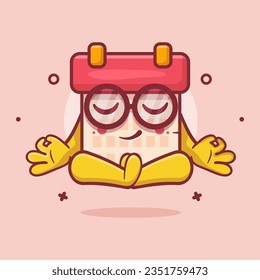 calm calendar character mascot with yoga meditation pose isolated cartoon in flat style design 
