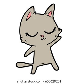 gatito de dibujos animados tranquilo ondeando