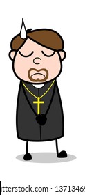 Calm - Cartoon Priest Religious Vector Illustration