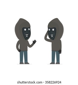 Calm Character Anonymous Hackers tells news to his friend. Poses for interaction with other characters from this series