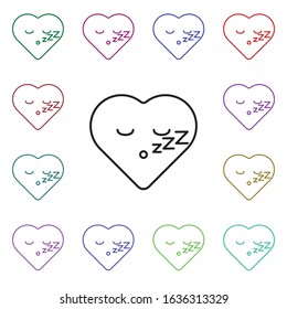 Calm closed multi color style icon. Simple thin line, outline vector of heart emotions icons for ui and ux, website or mobile application