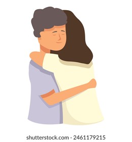 Calm couple embrace icon cartoon vector. Soul happy. Indoor emotion