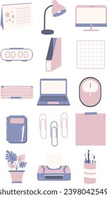 Calm and Cute Office Work Illustration Set