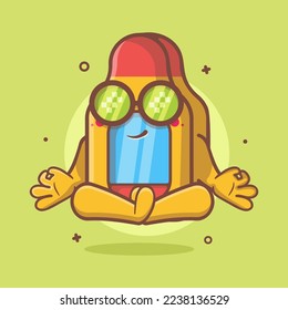 calm digital thermometer character mascot yoga meditation pose isolated cartoon in flat style design