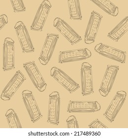 Calm and elegant vintage pattern with Telephone booths - one of the most famous London's symbols. EPS8 vector seamless pattern.