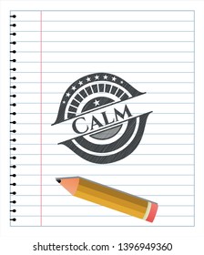 Calm emblem with pencil effect. Vector Illustration. Detailed.