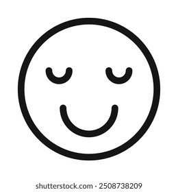 Calm Emoji icon Black line art vector logo