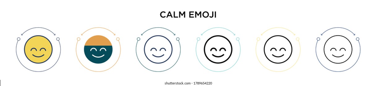 Calm emoji icon in filled, thin line, outline and stroke style. Vector illustration of two colored and black calm emoji vector icons designs can be used for mobile, ui, web