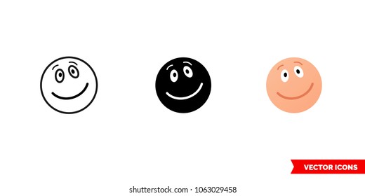 Calm emotion icon of 3 types: color, black and white, outline. Isolated vector sign symbol.