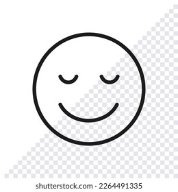 Calm emotion icon, isolated vector clip art. Happy mood abstract face. Transparent background.