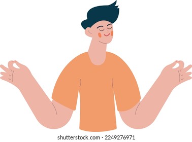 Calm emotions and happiness mindset with value esteem and appreciation.vector illustration.