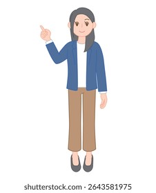 Calm Female Teacher Pointing and Explaining (Mid-Career)